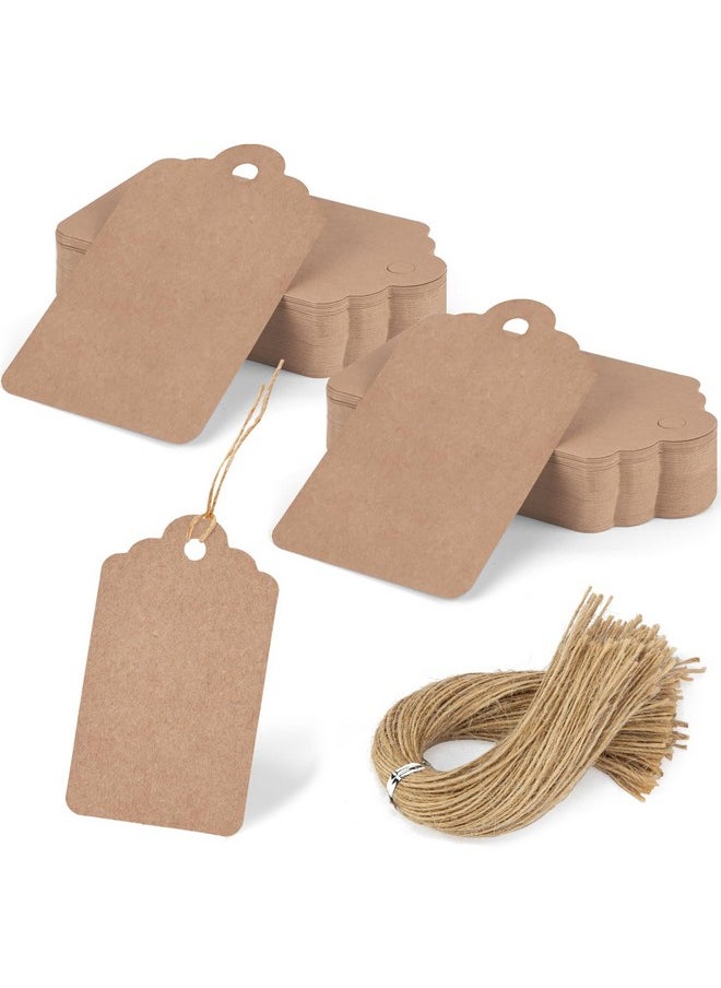 120Pcs Gift Tags With String, Brown Blank Tags Paper Tags Hanging Tags For Birthday Wedding Gifts Diy