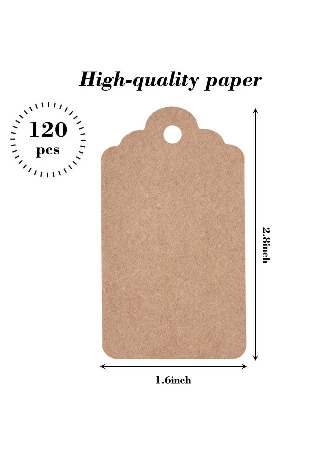 120Pcs Gift Tags With String, Brown Blank Tags Paper Tags Hanging Tags For Birthday Wedding Gifts Diy