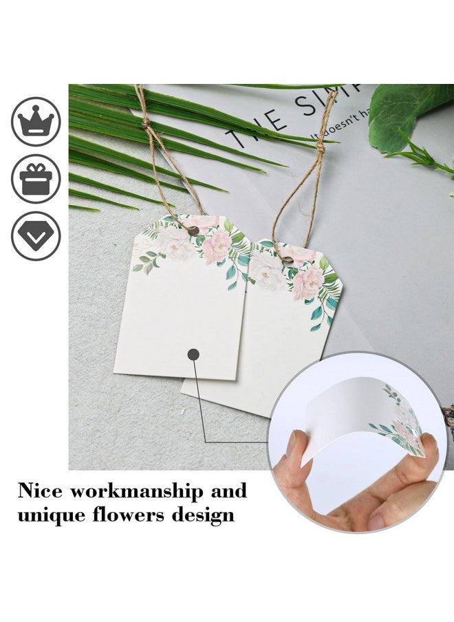 80Pcs Blank Gift Tags With String, Floral Style Paper Tags Flora Gift Tags For Baby Shower Birthday Wedding Bridal Shower Diy Gift Party Favor Decor