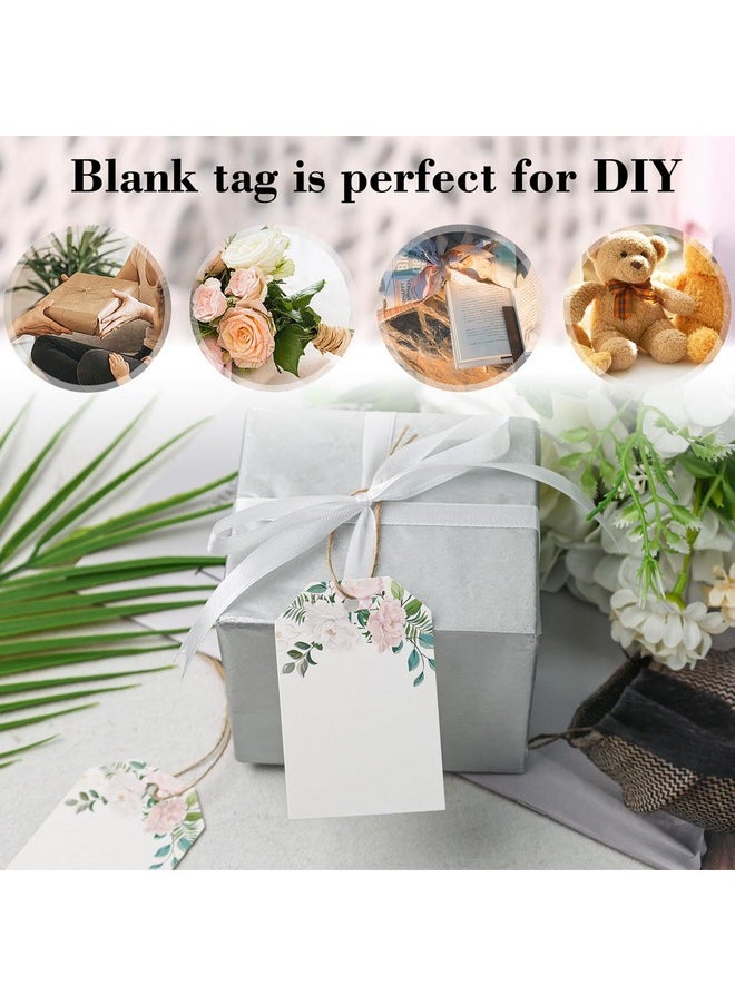 80Pcs Blank Gift Tags With String, Floral Style Paper Tags Flora Gift Tags For Baby Shower Birthday Wedding Bridal Shower Diy Gift Party Favor Decor