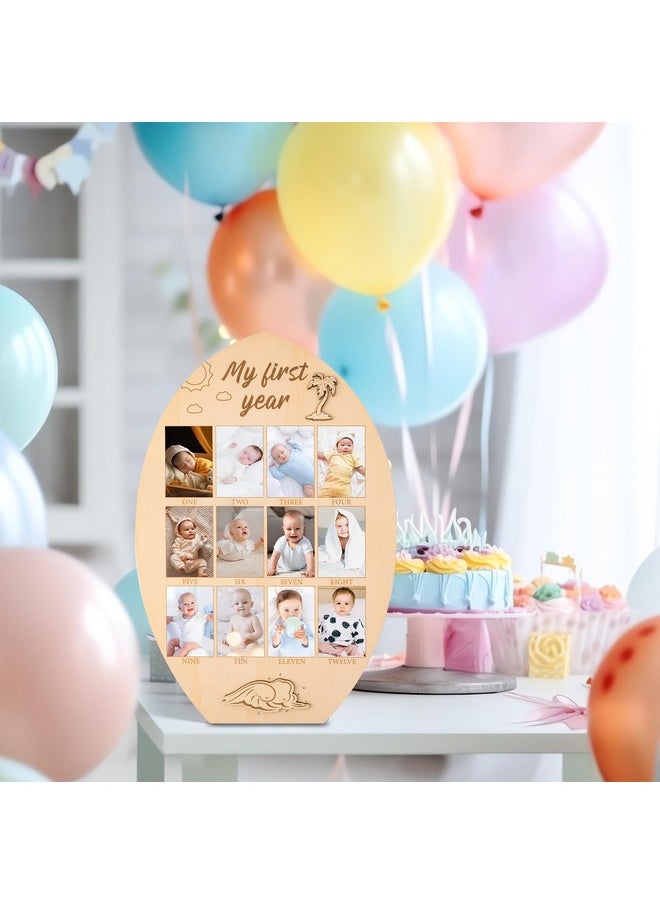 My First Year Photo Frame Board - Baby’S First Year Picture Frame 12 Months Milestone Board Surfboard Photo Display Wood Board 1St Birthday Frame Nursery Decor Baby Keepsake Gift For Boy Girl