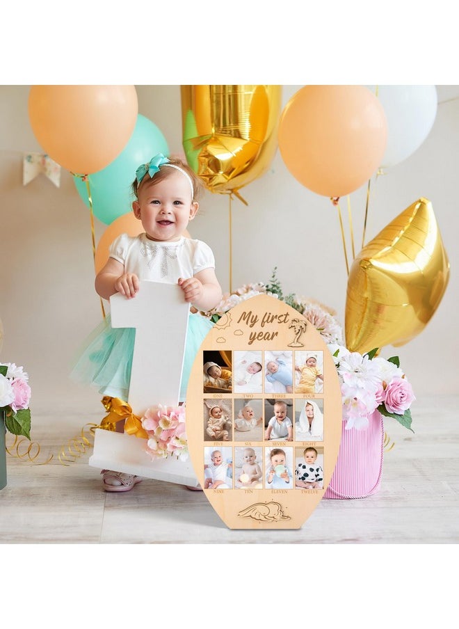 My First Year Photo Frame Board - Baby’S First Year Picture Frame 12 Months Milestone Board Surfboard Photo Display Wood Board 1St Birthday Frame Nursery Decor Baby Keepsake Gift For Boy Girl