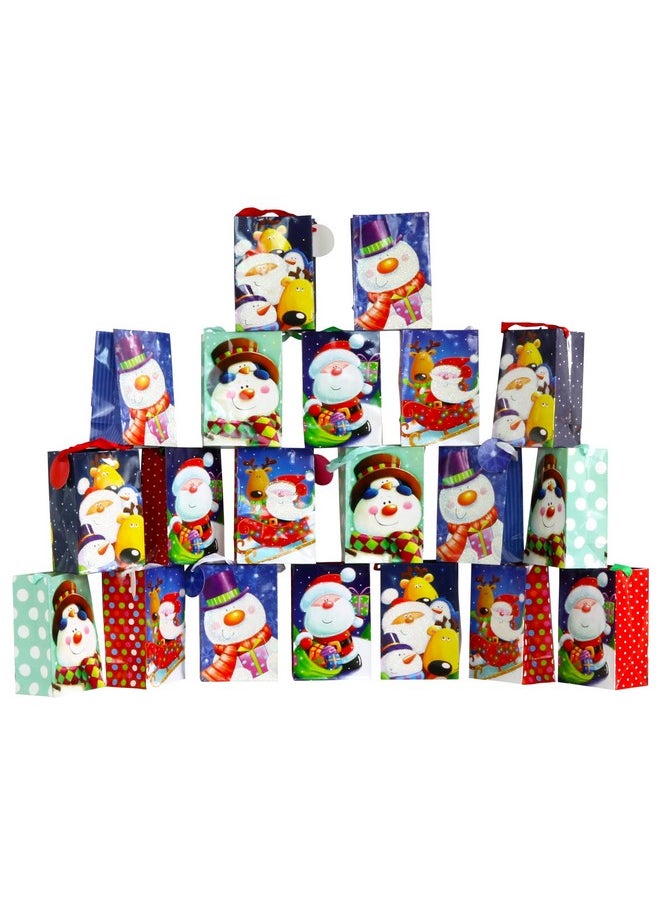 Printed Christmas Design Gift Bags, Small, 20-Count