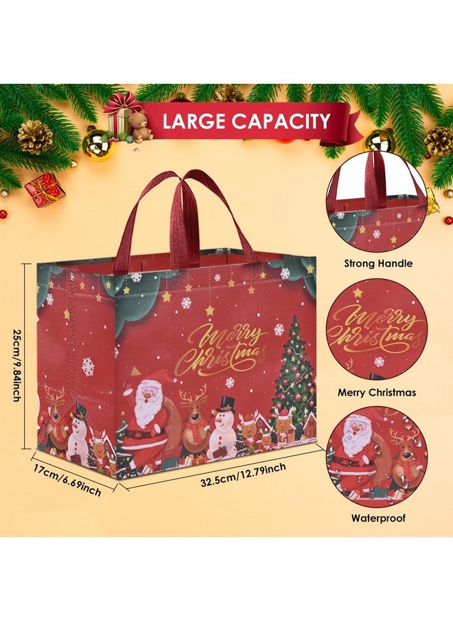 16Pcs Large Christmas Gift Bags, 12.8''X 9.8''X 6.7'', Christmas Tote Bags With Handles, Reusable Non-Woven Christmas Shopping Bags For New Year, Xmas'S Party Supplies Decorations