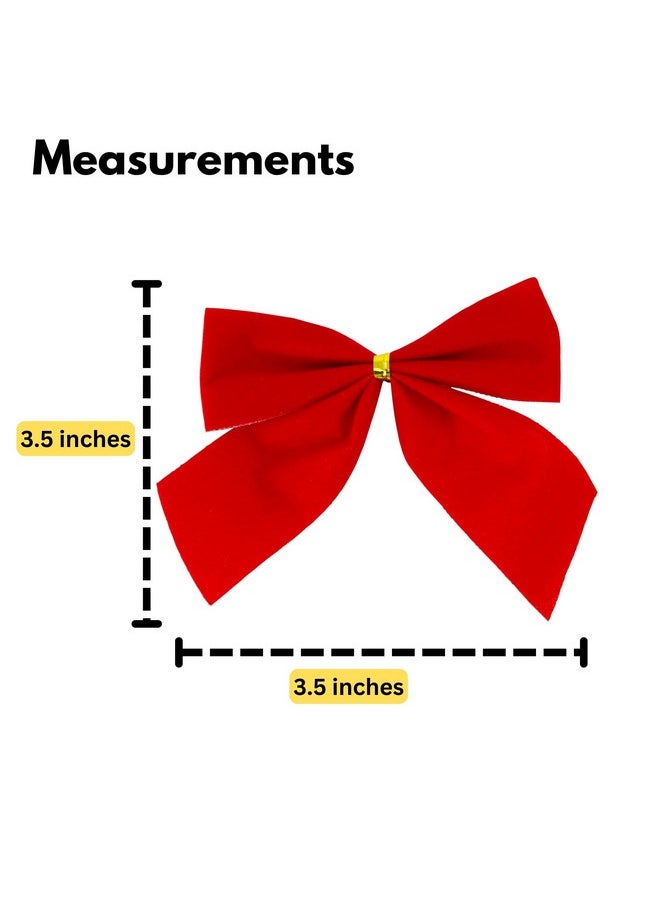 Mini Small Velvet Bows, Red, 3.5 X 3.5-Inch, 72-Pack