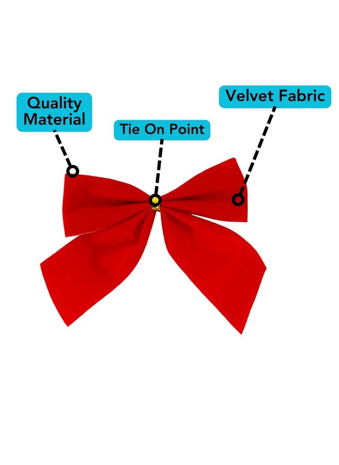 Mini Small Velvet Bows, Red, 3.5 X 3.5-Inch, 72-Pack