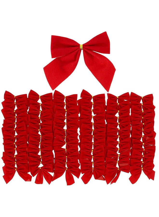 Mini Small Velvet Bows, Red, 3.5 X 3.5-Inch, 72-Pack