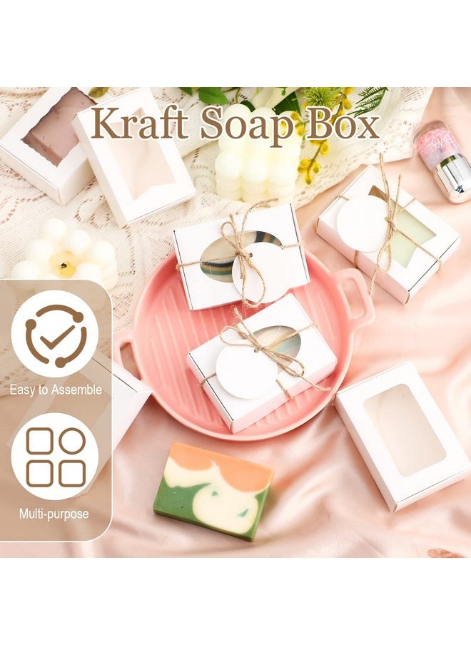 60 Pcs Soap Boxes For Homemade Soap 3.55 X 2.4 X 1.2 Inch Soap Box With Window Kraft Soap Packaging Boxes Supplies Mini Soap Gift Box For Homemade Bakery Candy Cookies Party Favor(White)