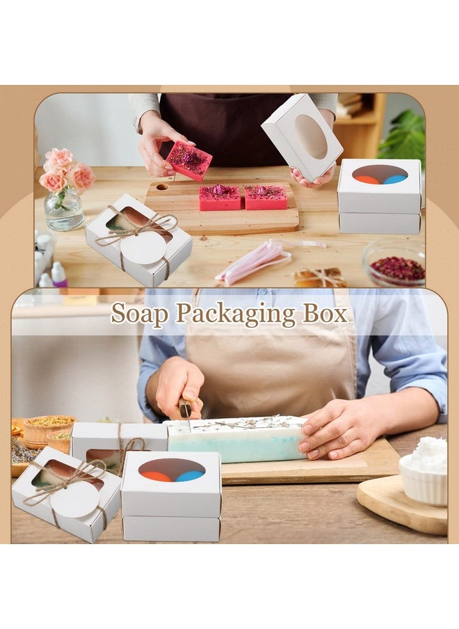 60 Pcs Soap Boxes For Homemade Soap 3.55 X 2.4 X 1.2 Inch Soap Box With Window Kraft Soap Packaging Boxes Supplies Mini Soap Gift Box For Homemade Bakery Candy Cookies Party Favor(White)