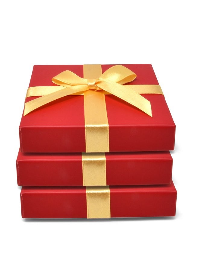 Christmas Card Gift Holder Boxes Holiday Money Card Holders Party Favor Decor, Pack Of 6 Red Present Box With Gold Bow