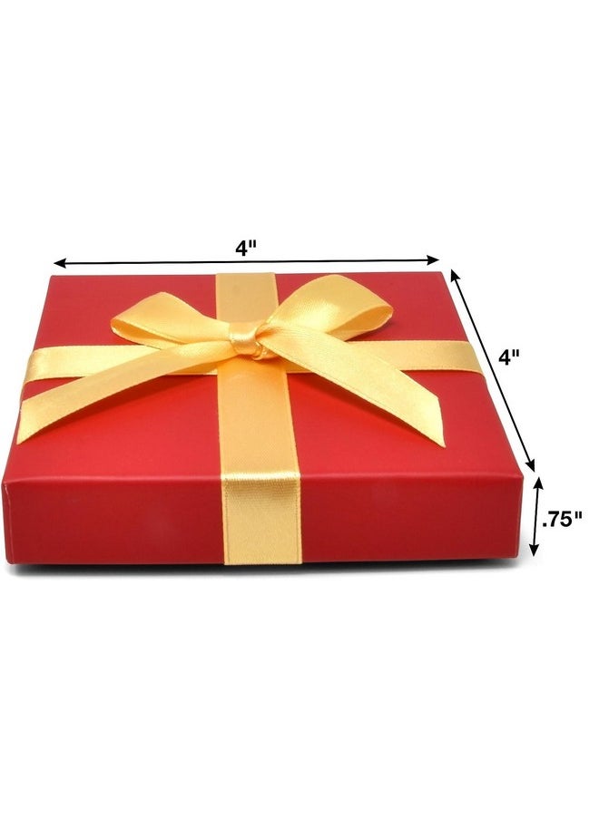 Christmas Card Gift Holder Boxes Holiday Money Card Holders Party Favor Decor, Pack Of 6 Red Present Box With Gold Bow