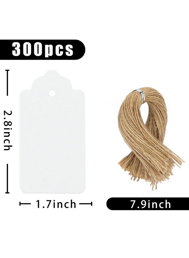 300Pcs Paper Gift Tags, Blank Gift Bag Tags With String White Price Tags For Diy Crafts Gifts