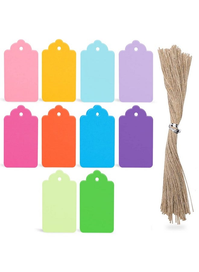 100 Pcs Gift Tags With String, 10 Colors Kraft Paper Tags Hanging Tags Price Tags Greeting Tags For Christmas Gift Diy Crafts Holiday Party Favors