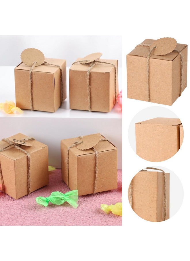 50Pcs Tiny Gift Boxes With Tag, 2 X 2 X 2 Inches Kraft Paper Favor Boxes Mini Cardboard Boxes Foldable Party Treat Boxes With Diy Tags For Wedding Bridal Shower Birthday Party