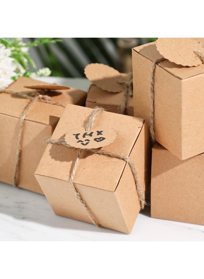 50Pcs Tiny Gift Boxes With Tag, 2 X 2 X 2 Inches Kraft Paper Favor Boxes Mini Cardboard Boxes Foldable Party Treat Boxes With Diy Tags For Wedding Bridal Shower Birthday Party