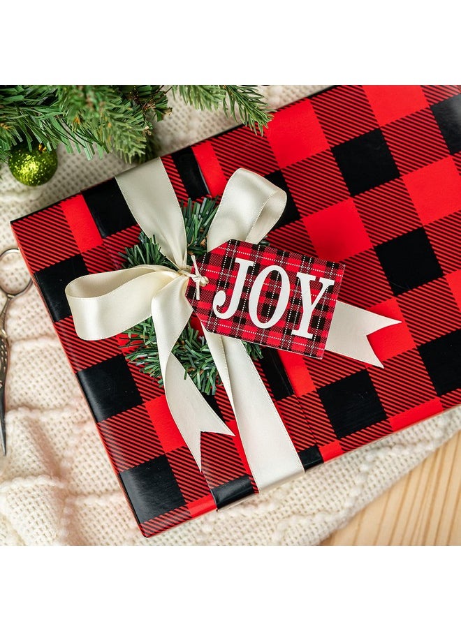 Christmas Wrapping Paper Roll - Black And Red Plaid Design For Christmas, Holiday, Party, Celebration - 30 Inch X 33 Feet