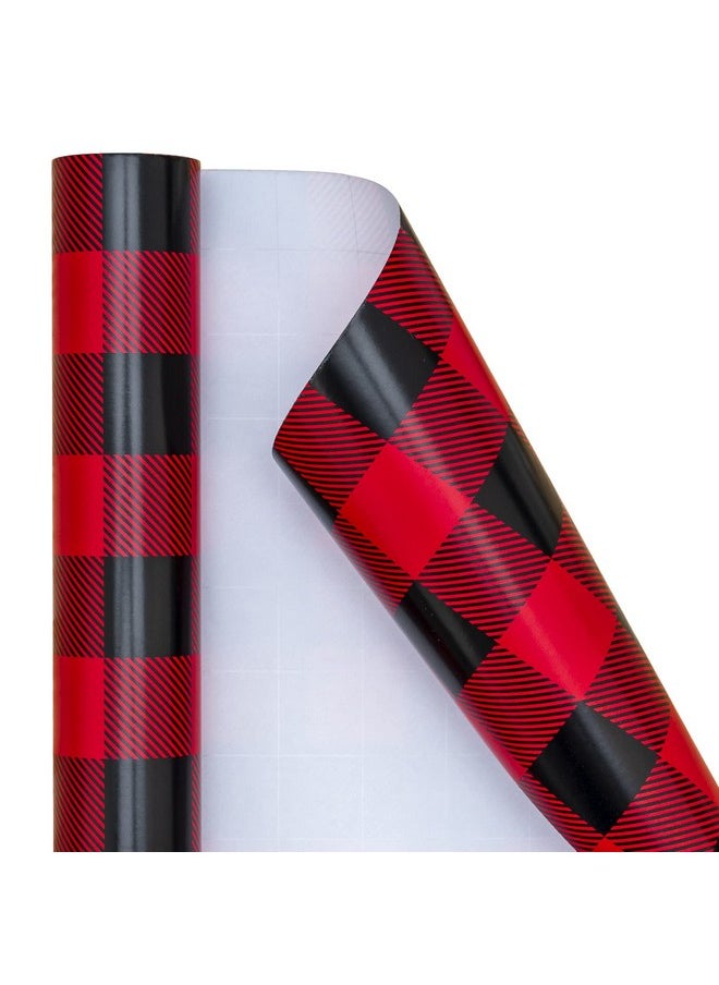 Christmas Wrapping Paper Roll - Black And Red Plaid Design For Christmas, Holiday, Party, Celebration - 30 Inch X 33 Feet