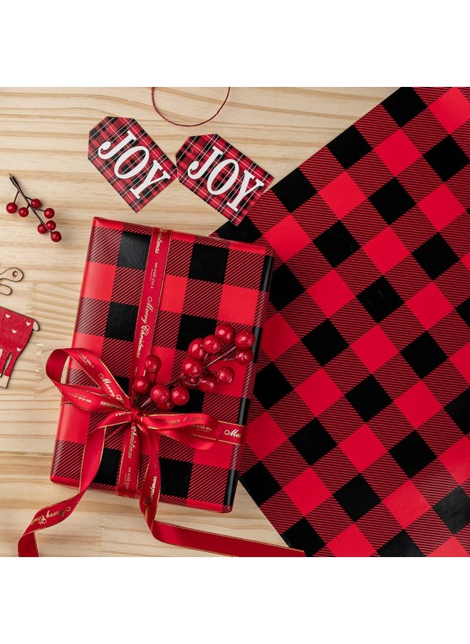 Christmas Wrapping Paper Roll - Black And Red Plaid Design For Christmas, Holiday, Party, Celebration - 30 Inch X 33 Feet