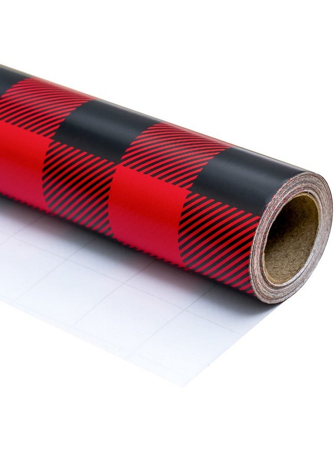 Christmas Wrapping Paper Roll - Black And Red Plaid Design For Christmas, Holiday, Party, Celebration - 30 Inch X 33 Feet