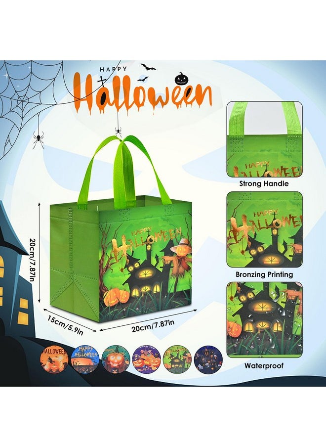 12 Pcs Halloween Trick Or Treat Bags, Halloween Candy Tote Bags With Handles, Reusable Halloween Non-Woven Gift Bags For Halloween Party Supplies Favors (7.8×7.8×5.9’’)