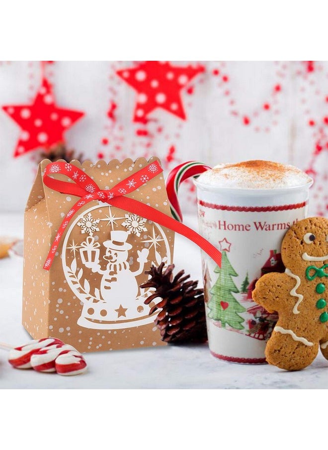 24Pcs Bulk Christmas Goodies Bags,Kraft Holiday Gift Bags Christmas Gift Bags With Tags Snowflake Ribbons For Christmas Party Supplies