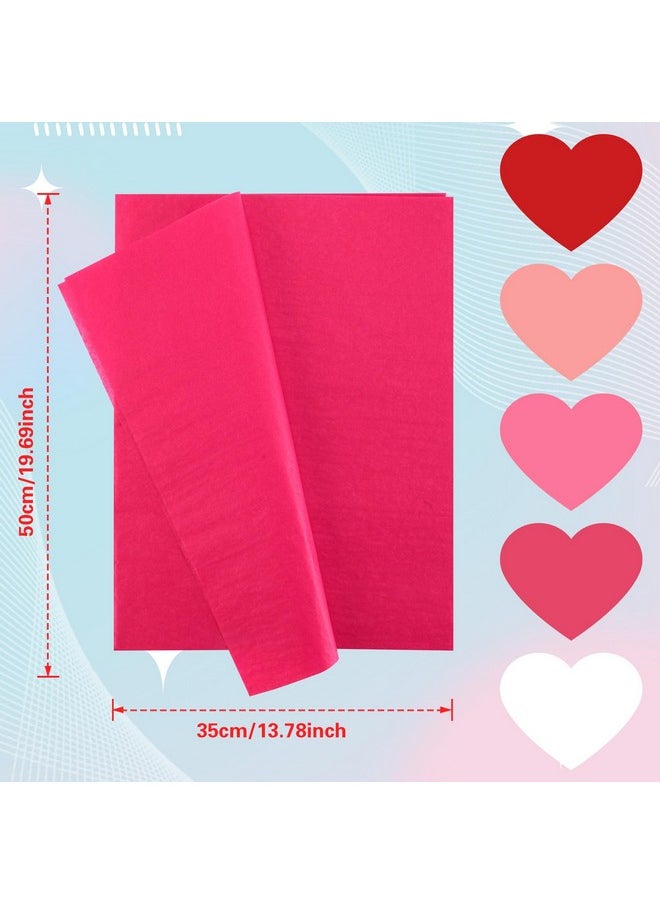 100 Sheets Pink Christmas Tissue Paper, Red Hot Pink Gift Wrapping Paper For Wedding Party Pink Fall Christmas Decor Diy Crafts Gift Packing 19.7 ×13.8 Inch (5 Colors)