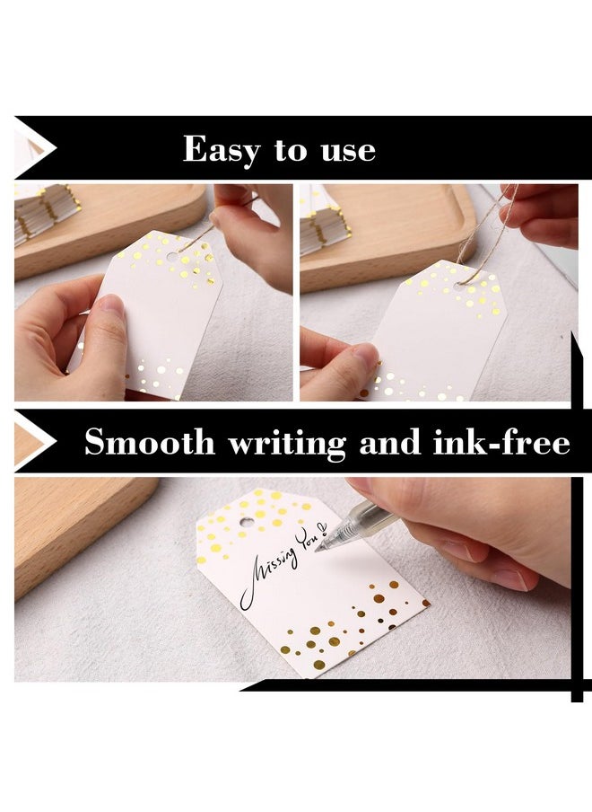 40Pcs Gold Stamped Dots Gift Tags, Shiny Gold Dots Present Tags Hang Tags With String For Wedding Gift Wrapping Birthday Party Favors