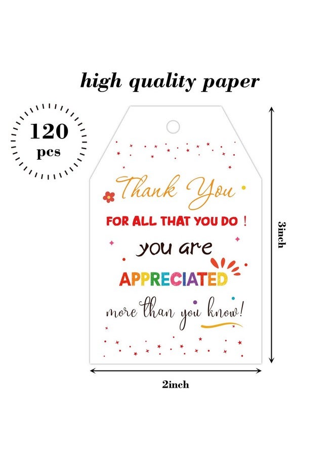 120Pcs Thank You Gift Tags, Thank You Tags With String 2X3 Inch Colorful Hanging Label For Graduation Party Thanksgiving Wedding