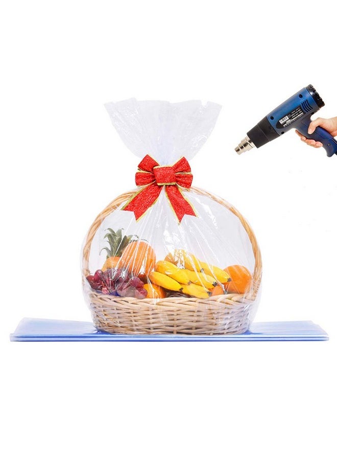 Christmas Basket Cellophane Shrink Bags, 24X30 Inch, Shrink Wrap Bags Large, Clear (10 Pcs)