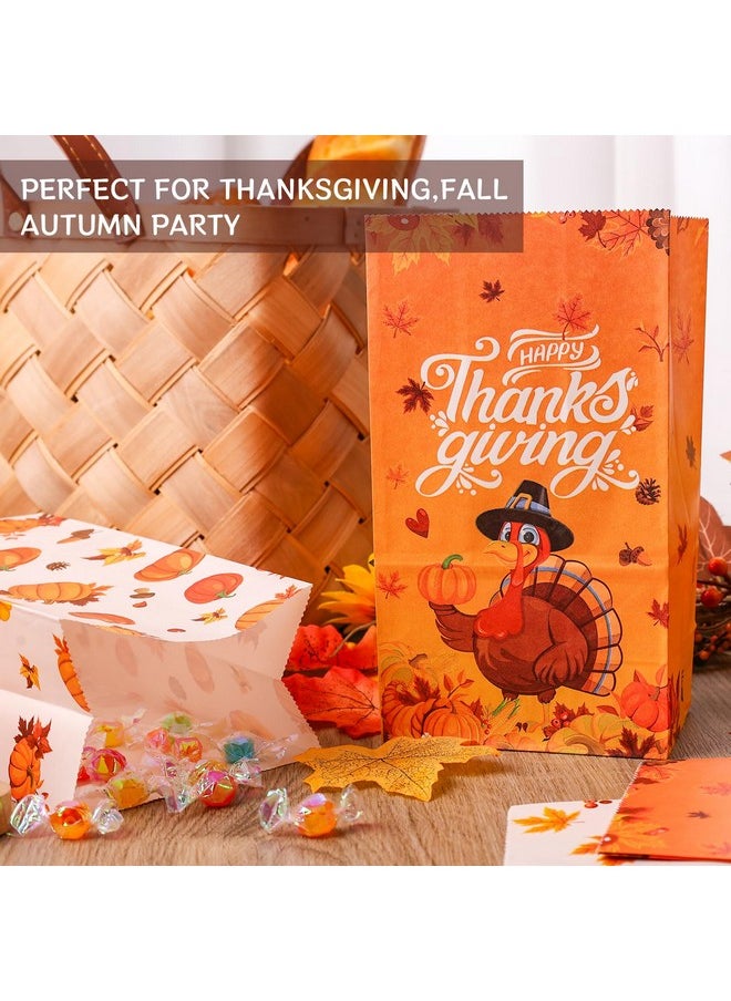 54Pcs Thanksgiving Treat Bags, Thanksgiving Gift Bags Fall Leaves Gift Bag With Stickers For Thanksgiving Fall Autumn Party Supplies