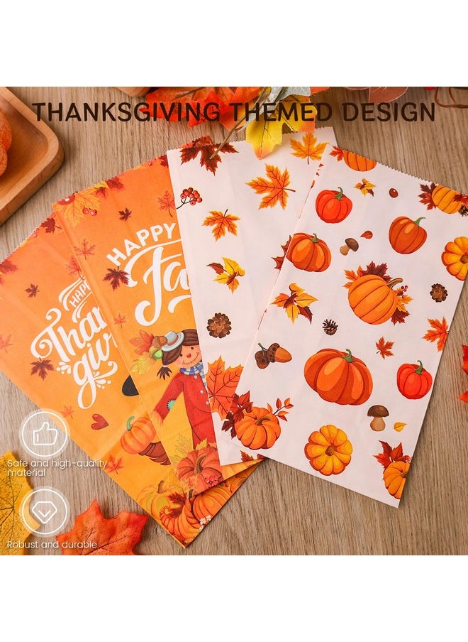 54Pcs Thanksgiving Treat Bags, Thanksgiving Gift Bags Fall Leaves Gift Bag With Stickers For Thanksgiving Fall Autumn Party Supplies