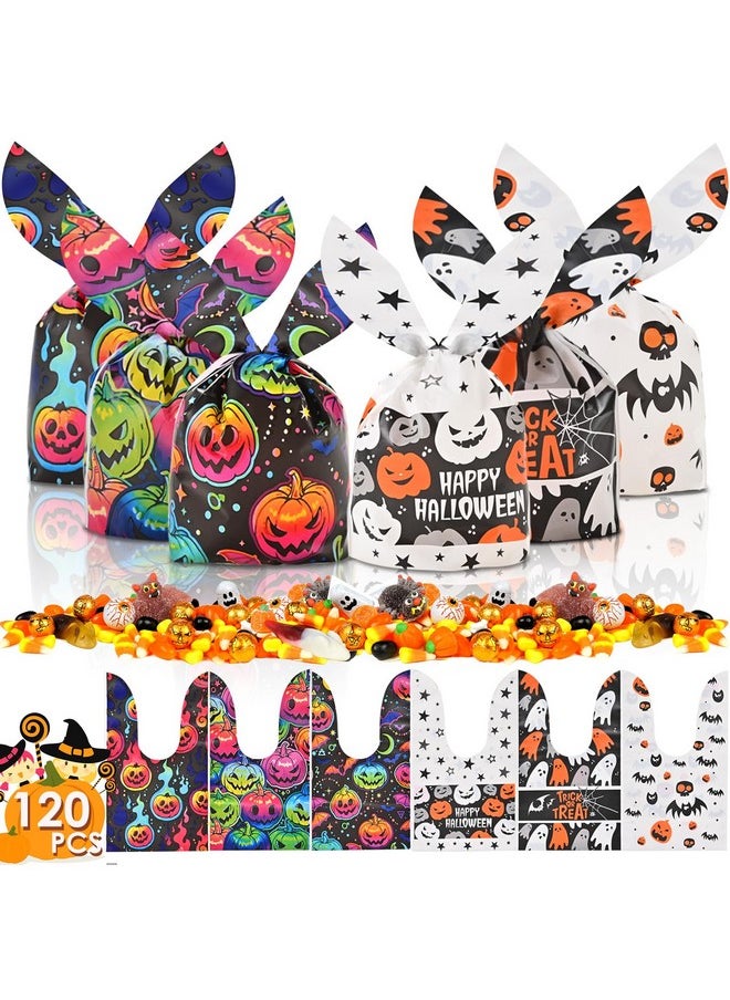 120Pcs Halloween Sweets Candy Bags For Trick Or Treating, Halloween Treat Bags For Sweets Biscuit Gift Bags, Halloween Bags For Halloween Party Supplies (6 Patterns)