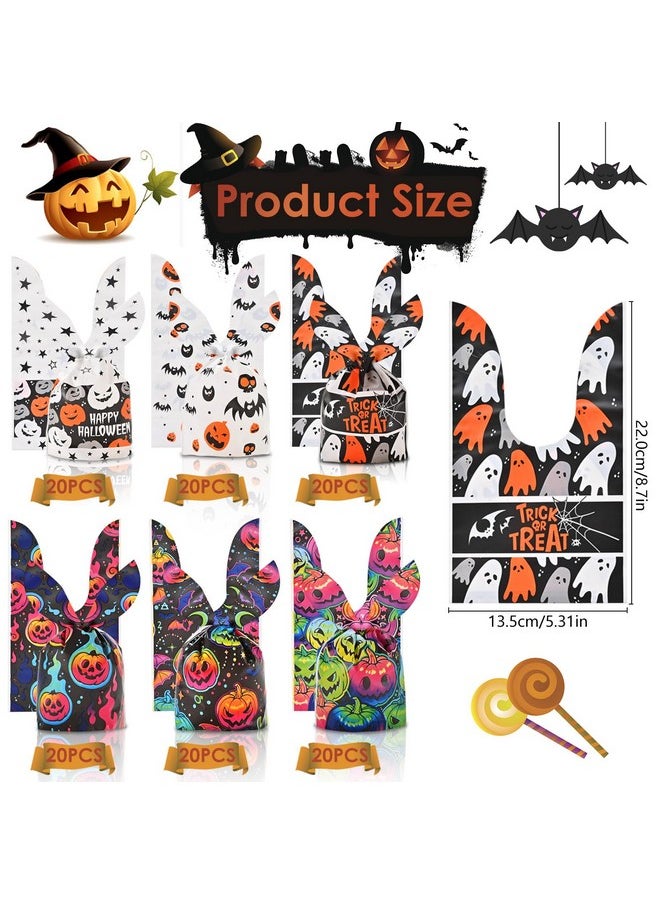 120Pcs Halloween Sweets Candy Bags For Trick Or Treating, Halloween Treat Bags For Sweets Biscuit Gift Bags, Halloween Bags For Halloween Party Supplies (6 Patterns)