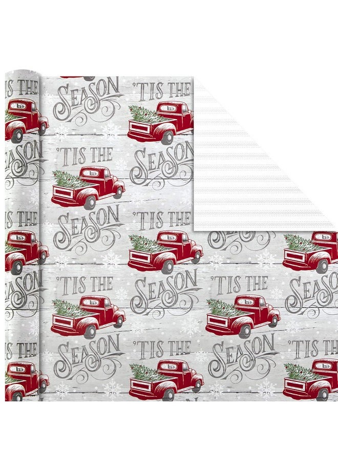 Holiday Wrapping Paper Rolls - Rustic Christmas Gift Wrap Paper (Set Of 3 Reversible Rolls: 120 Sq. Ft. Ttl.) Plaid, Barn, Red Truck, Moose, Woodland Scenes