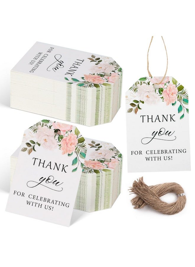 75Pcs Thank You Gift Tags, Kraft Paper Tags With String Floral Personalized Gift Tags For Wedding Birthdays Party Gift Baby Shower Bridal Shower