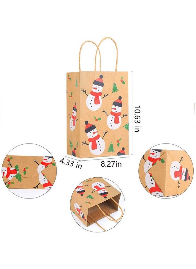 Christmas Kraft Gift Bags,Xmas Assorted Paper Bags Bulk With Handles For Party Supplies,Pack Of 24