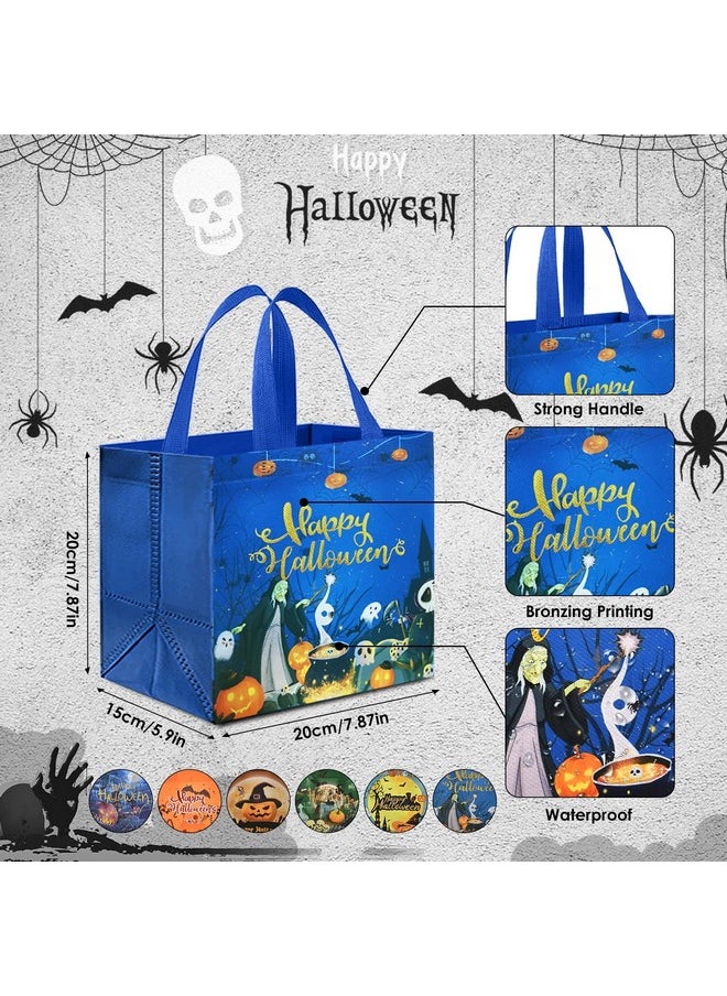 12 Pcs Halloween Trick Or Treat Bags, Halloween Candy Tote Bags With Handles, Reusable Halloween Non-Woven Gift Bags For Halloween Party Supplies Favors (7.8×7.8×5.9’’)