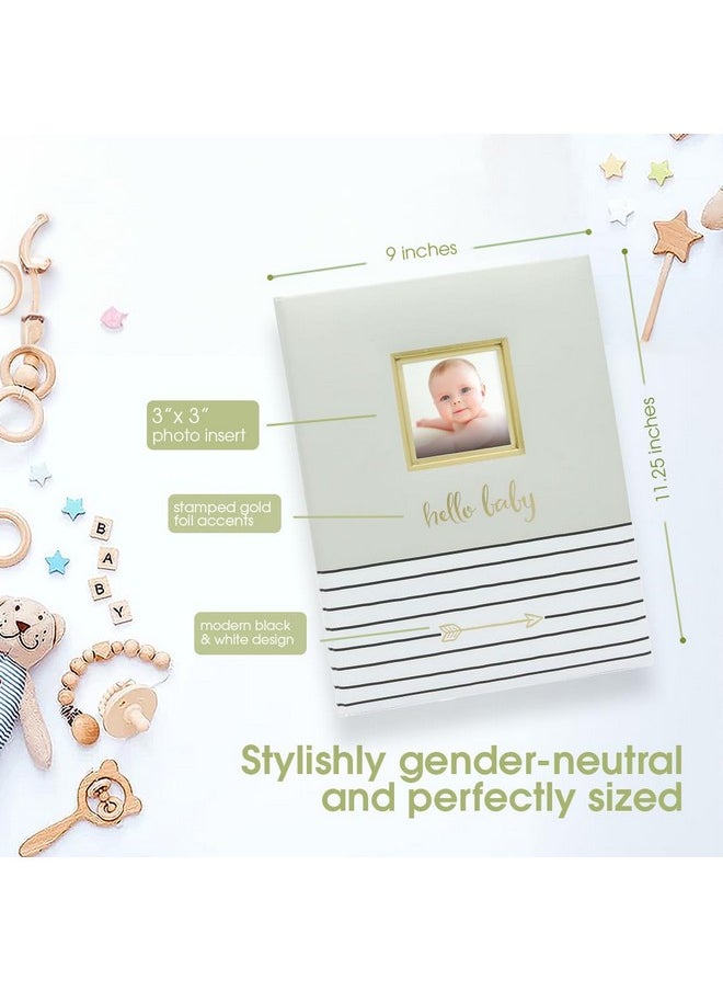 Hello Baby First 5 Years Memory Book, Gender-Neutral Baby Keepsake For New And Expectant Parents, Pregnancy And Milestone Journal, Gray