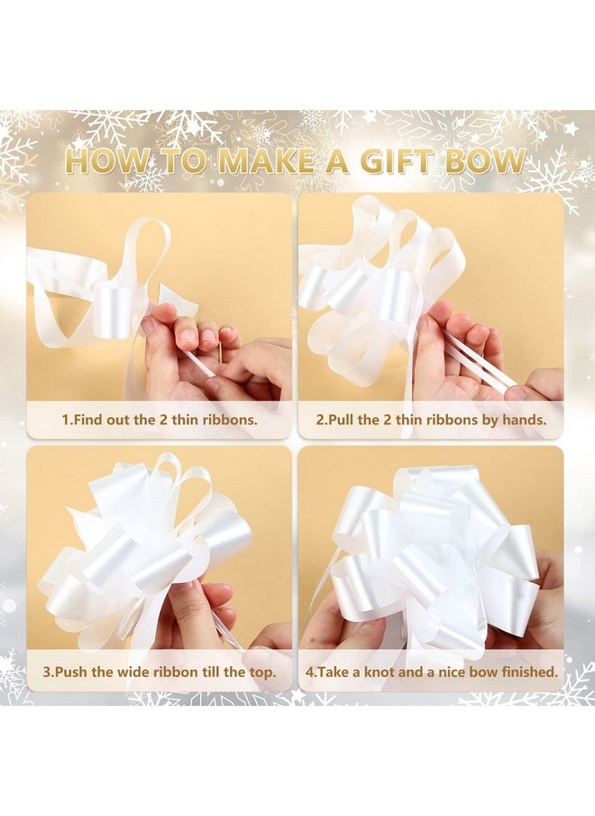 30 Pcs 5'' White Ribbon Pull Bows For Gift Wraps, Wedding Decor