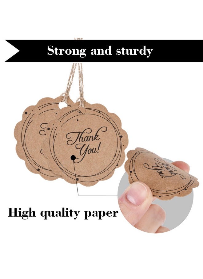 100Pcs Thank You Tags, Brown Gift Tags With String Paper Hang Tags Round Gift Tags For Diy Crafts Party Favors Wedding