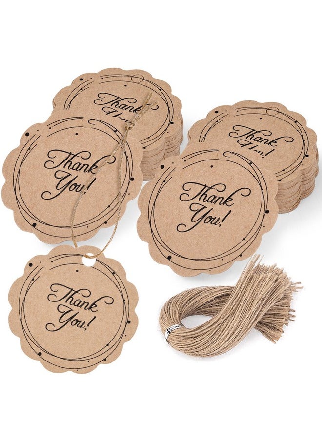 100Pcs Thank You Tags, Brown Gift Tags With String Paper Hang Tags Round Gift Tags For Diy Crafts Party Favors Wedding