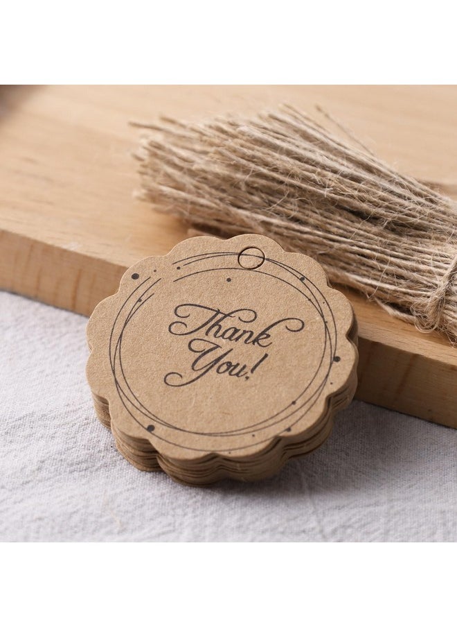 100Pcs Thank You Tags, Brown Gift Tags With String Paper Hang Tags Round Gift Tags For Diy Crafts Party Favors Wedding