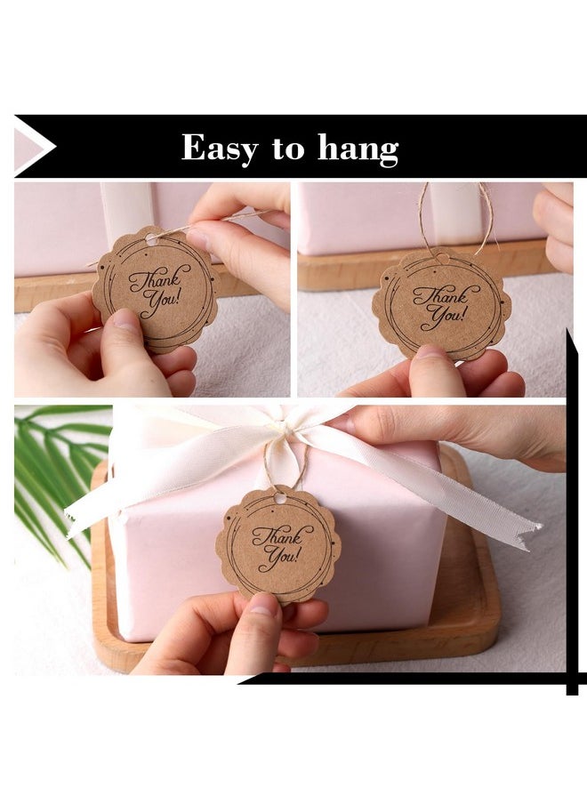 100Pcs Thank You Tags, Brown Gift Tags With String Paper Hang Tags Round Gift Tags For Diy Crafts Party Favors Wedding