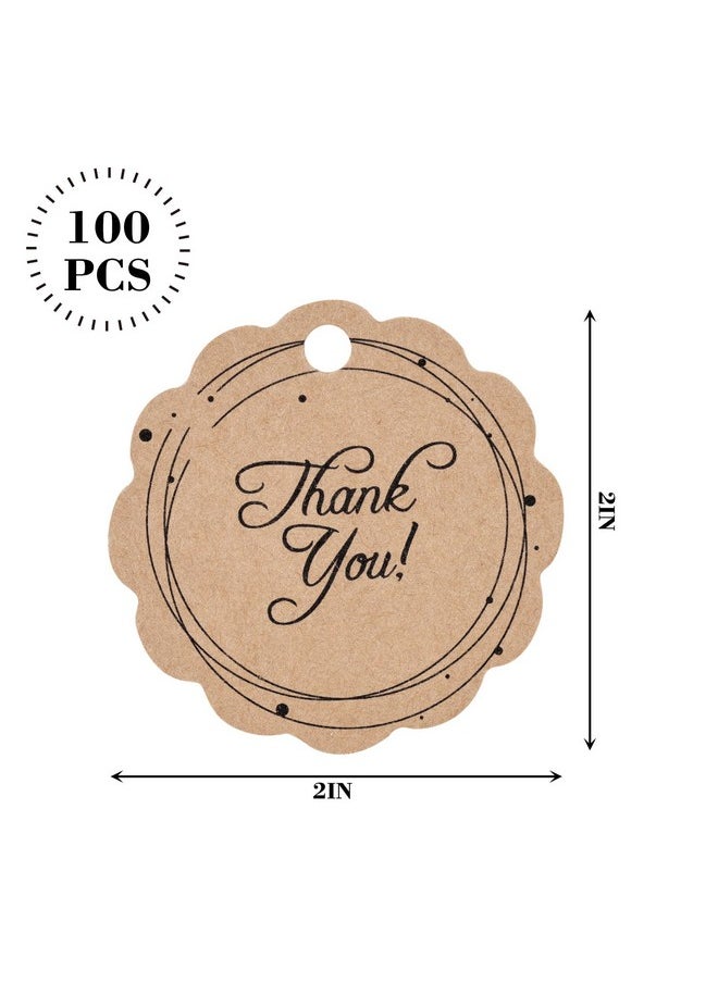 100Pcs Thank You Tags, Brown Gift Tags With String Paper Hang Tags Round Gift Tags For Diy Crafts Party Favors Wedding