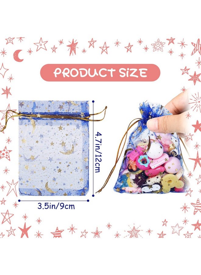 150 Pieces Moon Stars Drawstring Organza Bags Jewelry Gift Bags Pouches Gold Star Organza Favor Pouches For Christmas Wedding Party (Assorted Colors, 3.5 X 4.7 Inch)