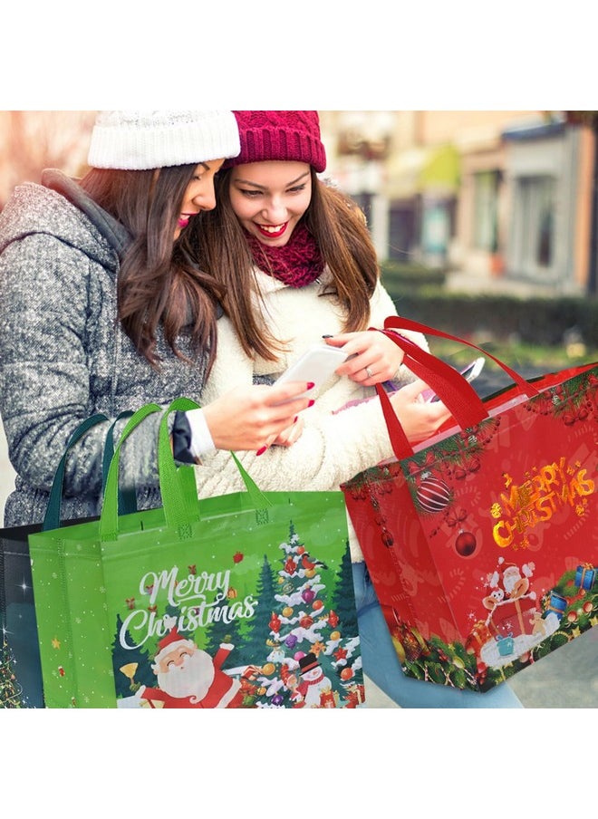 12Pcs Extra Large Christmas Gift Bags, 15.7'' X 14.2''X 5.9'', Christmas Tote Bags With Handles, Reusable Non-Woven Christmas Shopping Bags For New Year, Xmas'S Party Supplies Decorations