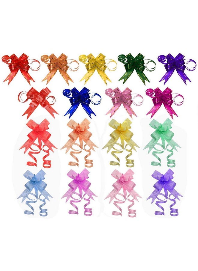 170Pcs 17 Colors String Bows Basket Pull Bows Gift Knot Ribbon Present Wrapping Décor Bows For Birthday Wedding Christmas New Year Party Ornament, 1.8Cm Width