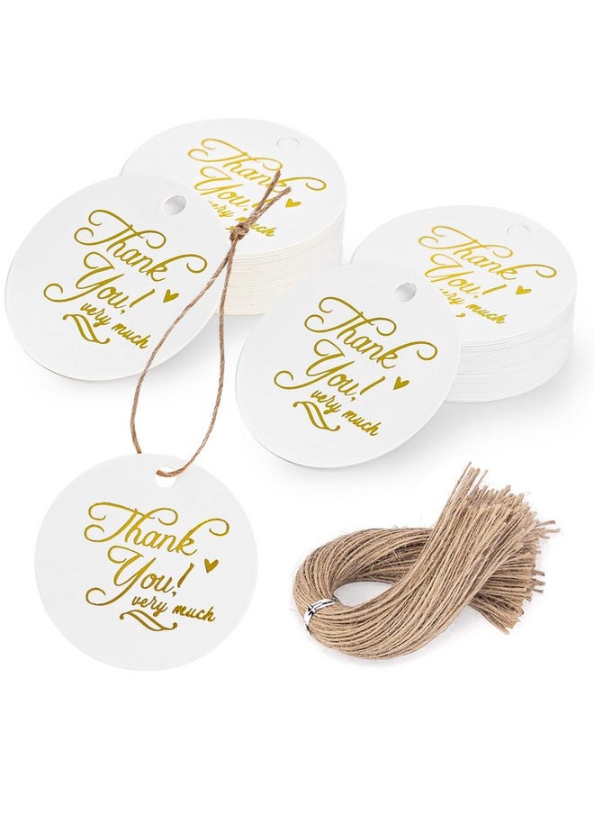 120Pcs Thank You Gift Tags, Round Gift Tags Paper Tags With String 2 Inch Circle Labels For Party Wedding