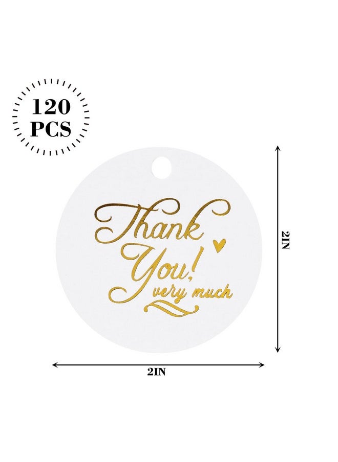 120Pcs Thank You Gift Tags, Round Gift Tags Paper Tags With String 2 Inch Circle Labels For Party Wedding