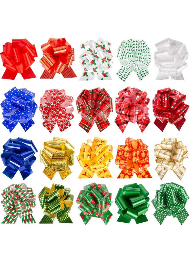 20Pcs Christmas Pull Bows, Christmas Gift Bows 5 Inch Christmas Bows For Gift Wrapping Home Decor Party Supplies